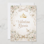 Champagne Bow Floral Quinceañera Princess Einladung (Rückseite)