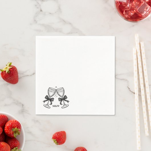 Champagne Bow Initials Serviette (Beispiel)