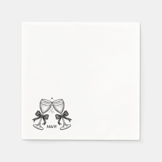 Champagne Bow Initials Serviette (Vorderseite)