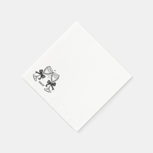 Champagne Bow Initials Serviette (Ecke)