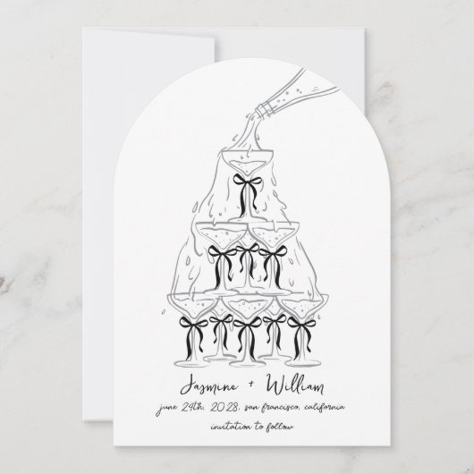 Champagne Bow Tower Save the Date Wedding Einladung (Vorderseite)