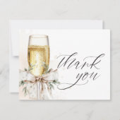 Champagne Bow Winter Neutral Elegant Dankeskarte (Vorderseite)