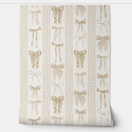 Champagne Bows with Vertical Lace Stripes Tapete