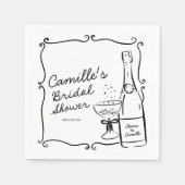 Champagne Brautparty Hand Drawn Serviette (Vorderseite)