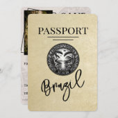 Champagne Brazil Passport Save the Date (Vorne/Hinten)