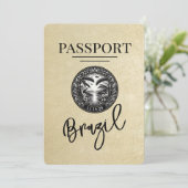 Champagne Brazil Passport Save the Date (Stehend Vorderseite)