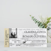 Champagne Brazil Wedding Boarding Pass Einladung (Stehend Vorderseite)