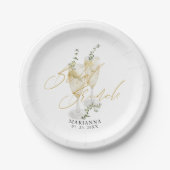 Champagne Bridal Brunch Gold Calligrafy Willkommen Pappteller (Vorderseite)