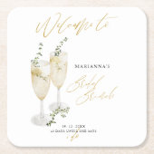 Champagne Bridal Brunch Gold Calligrafy Willkommen Rechteckiger Pappuntersetzer (Vorderseite)