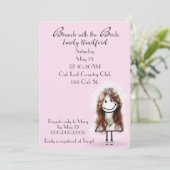 Champagne Bridal Brunch Strichmännchen Girl Einladung (Stehend Vorderseite)