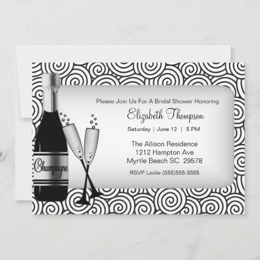 Champagne Bridal Dusche Einladung (Vorderseite)