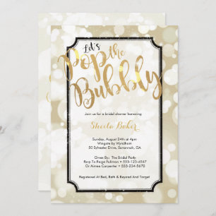 Champagne Bridal Dusche Einladung - Pop der Blase