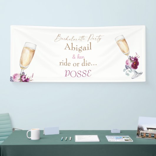 Champagne Bride Ride oder Die Posse Bachelorette Banner (Messe)