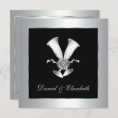 Champagne Brillen 25. Hochzeitstag Einladung (Vorne/Hinten)