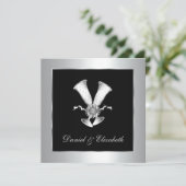 Champagne Brillen 25. Hochzeitstag Einladung (Stehend Vorderseite)