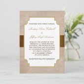 Champagne Brown Floral Grunge Wedding Einladung (Stehend Vorderseite)