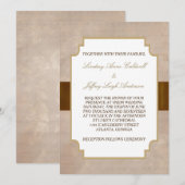 Champagne Brown Floral Grunge Wedding Einladung (Vorne/Hinten)