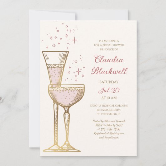 Champagne Brunch Bridal Dusche Einladung (Vorderseite)