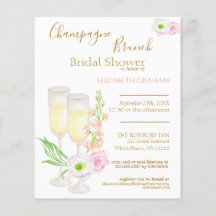 Champagne Brunch Bridal Dusche Einladung Budget