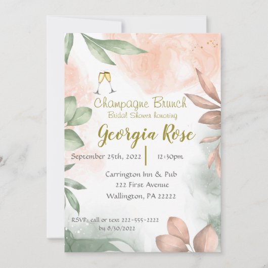 Champagne brunch bridal shower invitation einladung (Vorderseite)