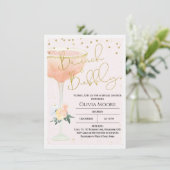 Champagne Brunch Bubbly Bridal Dusche Einladung (Stehend Vorderseite)