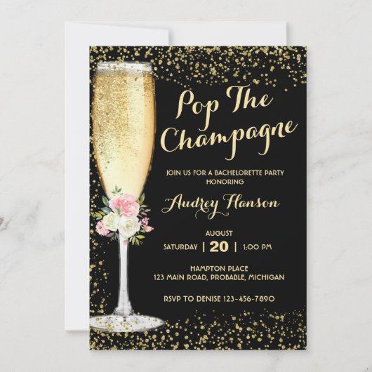 Champagne Brunch Junggeselinnen-Abschied Einladung (Vorderseite)