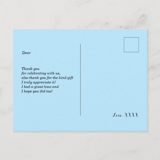 Champagne Brunch und Bubbly bedanken sich bei Ihne Einladungspostkarte (Rückseite)