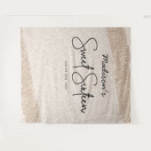 Champagne Brush Glitzer Sweet 16 Backdrop Tapestry Wandteppich (Vorderseite (Horizontal))