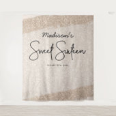 Champagne Brush Glitzer Sweet 16 Backdrop Tapestry Wandteppich (Vorderseite)