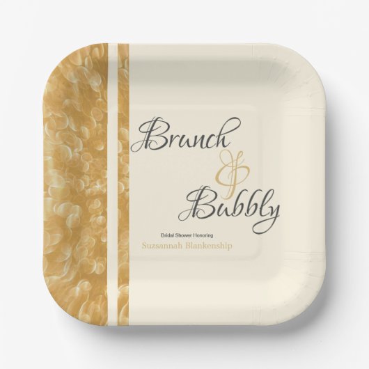 Champagne Bubbles Brunch Bubbly Brautparty Pappteller (Vorderseite)