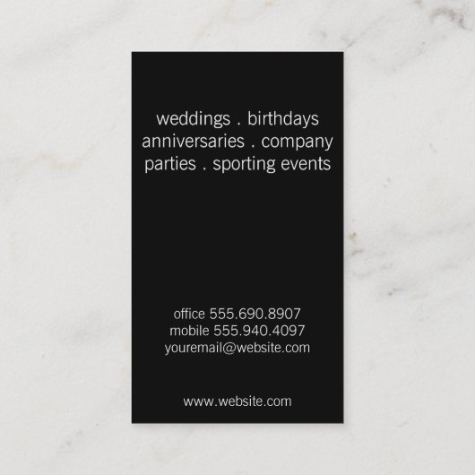 Champagne Bubbles Confetti Party Visitenkarte (Rückseite)