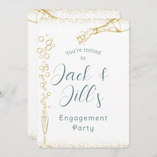 Champagne Bubbles Einladung (Vorne/Hinten)