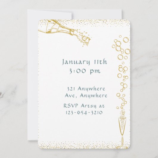 Champagne Bubbles Einladung (Rückseite)