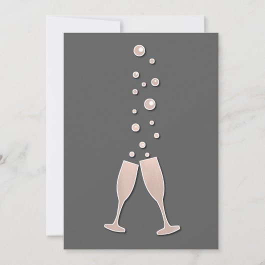 Champagne Bubbles Silvester Party Einladung (Rückseite)