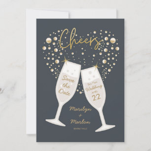 Champagne Bubbly Cheers Wedding Save The Date