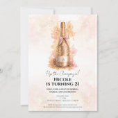 Champagne Bubbly & Gold Glitter 21 21ST Birthday  Einladung (Vorderseite)