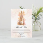 Champagne Bubbly & Gold Glitter Thank You Card Einladung (Stehend Vorderseite)