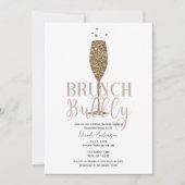Champagne Bubbly Pink Beige Brautparty Brunch Einladung (Vorderseite)