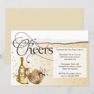Champagne Bubbly Silvester Party Einladung