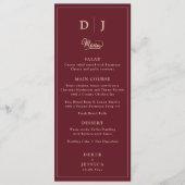 Champagne & Burgund Elegant Luxury Wedding Menükarte (Vorderseite)