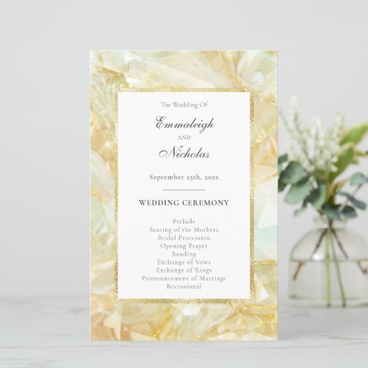 Champagne Burst Crystal Wedding Programs (Stehend Vorderseite)