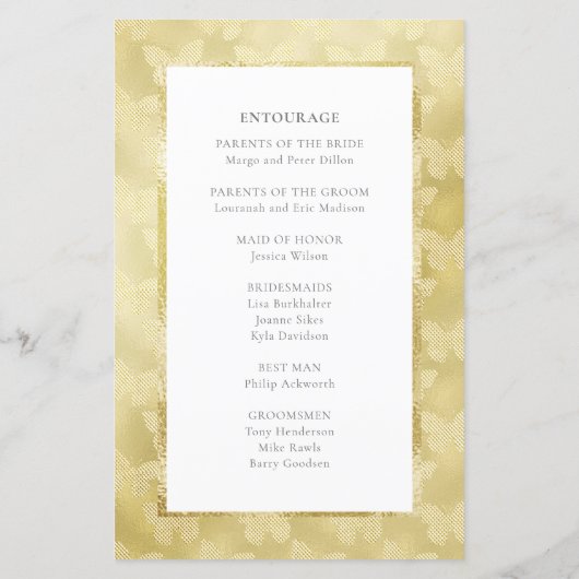 Champagne Burst Crystal Wedding Programs (Rückseite)