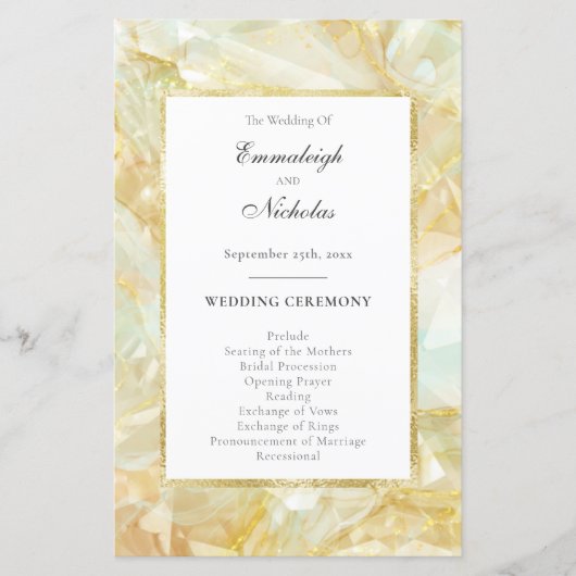 Champagne Burst Crystal Wedding Programs (Vorderseite)