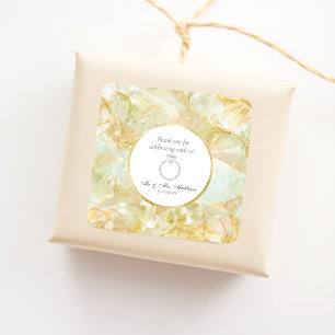 Champagne Burst Crystal Wedding Quadratischer Aufkleber