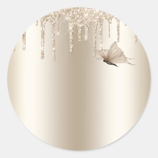 Champagne Butterfly Runder Aufkleber (Vorderseite)