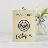 Champagne California Passport Save the Date (Stehend Vorderseite)