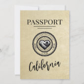 Champagne California Passport Wedding Einladung (Rückseite)