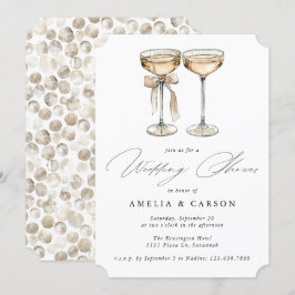 Champagne Calligraphy Elegant Wedding Shower Einladung