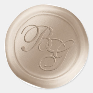 Champagne Calligraphy Monogram Wax Siegel Stickers