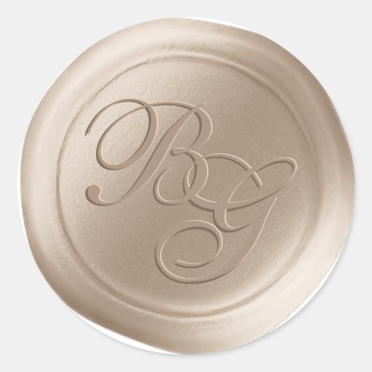 Champagne Calligraphy Monogram Wax Siegel Stickers (Vorderseite)